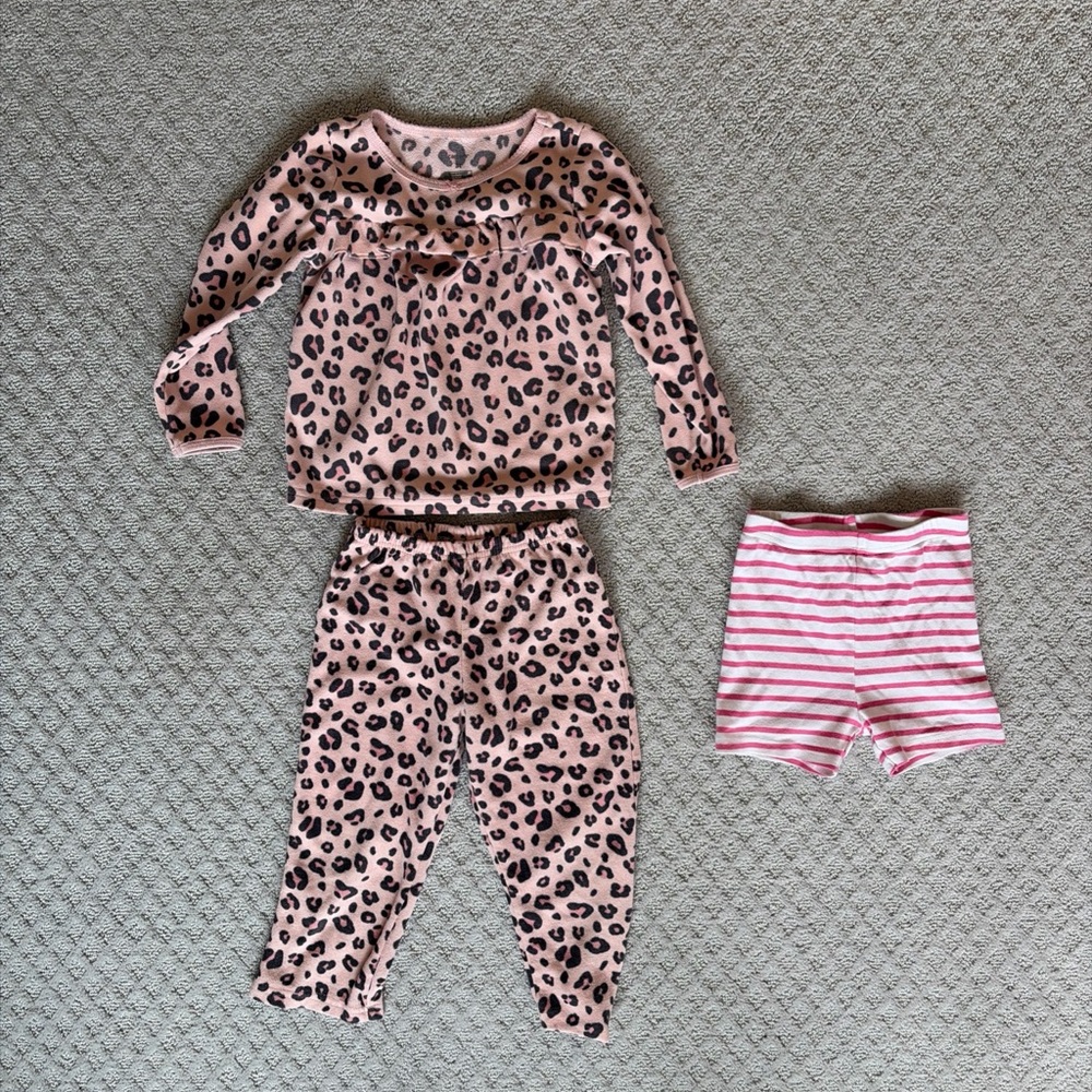 Carter's Pink Leopard Pajama Set with Striped Shorts